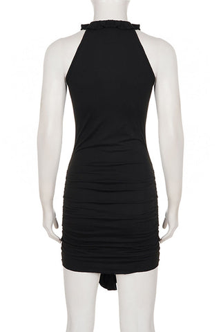 Ruffle Halter Pleated Dress