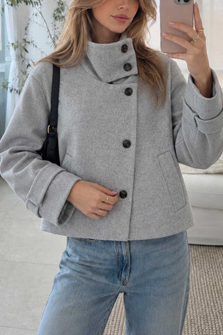 Stand-Collar Button-Front Jacket