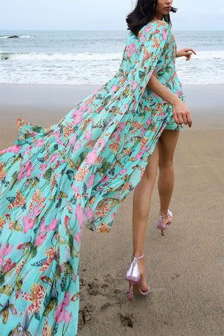Flowing Layered Floral Dress