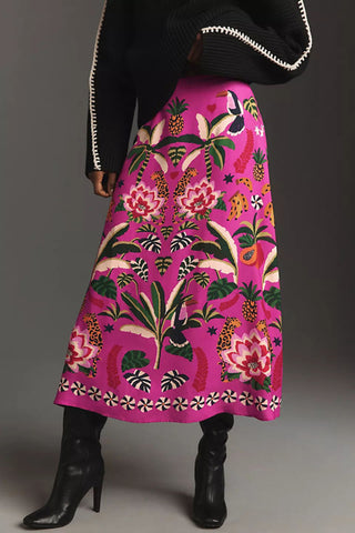 Floral Print High-Waist Midi Skirt