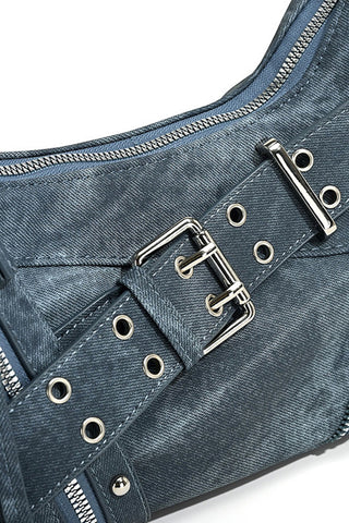 Buckle Strap Zipper Detail Shoulder Bag