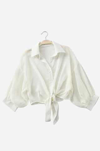Tie-Front Button Shirt