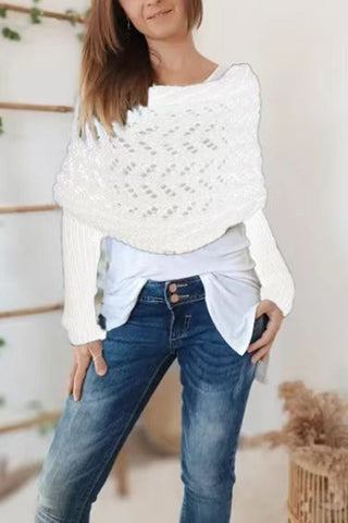 Pointelle Knit Cowl Neck Sweater