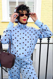 Polka Dot Zip-Up Track Pants Set