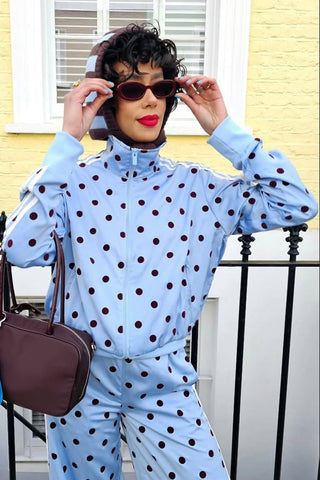 Polka Dot Zip-Up Track Pants Set