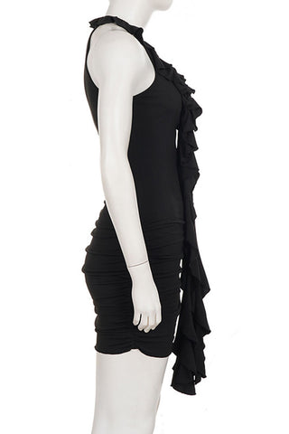 Ruffle Halter Pleated Dress