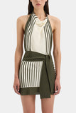 Halter Neck Stripe Open Back Dress