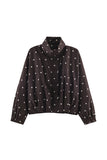 Polka Dot Stand Collar Zip-Up Jacket