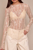Sheer Floral Lace Long Sleeve Top