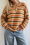 Striped Crew Neck Long Sleeve Knit Top
