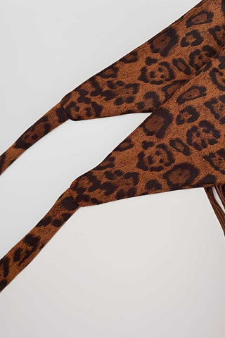 Leopard Print Fringe Tie-Waist Wrap Skirt