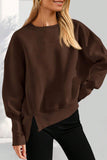 Crew Neck Side Slit Sweatshirt