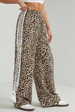 Leopard Print Side Stripe Wide Leg Pants