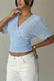 Striped Wrap-Front T-Shirt
