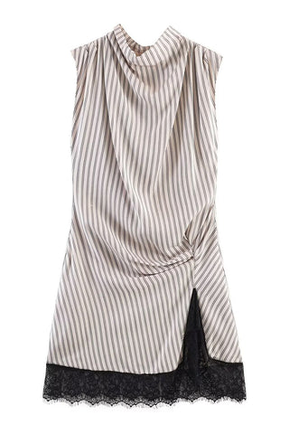 Sleeveless High-Neck Casual Dress