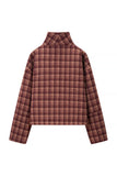Plaid Mock Neck Button-Front Jacket