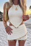 Beaded Trim Halter Skirt Set