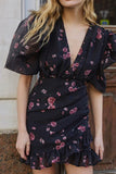 Floral Puff Sleeve Casual Dress