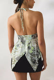 Floral Halter Tie-Front Tank