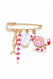Marine Life Charm Safety Pin Brooch