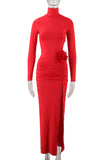 Mock Neck Cutout Slit Bodycon Casual Dress