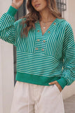 Striped Hooded Crop Sweatshirt