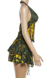 Halter Neck Ruffled Skirt Set