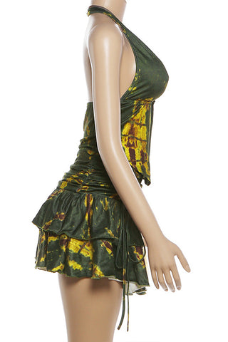 Halter Neck Ruffled Skirt Set
