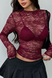 Floral Lace Long Sleeve Crop Top