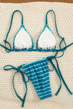 Striped Bikini Set with Tie Details