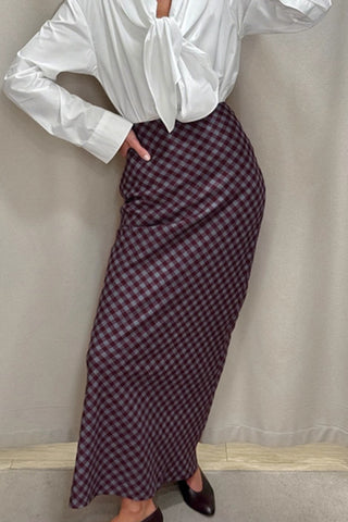 Plaid Pattern Maxi Skirt