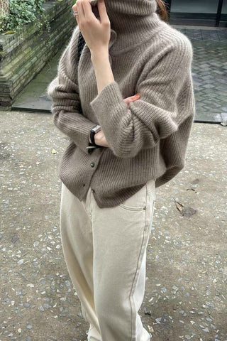 High-Neck Button Cardigan