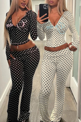 Polka Dot Hooded Jumpsuit