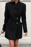 Elegant Button-Front Blazer Dress