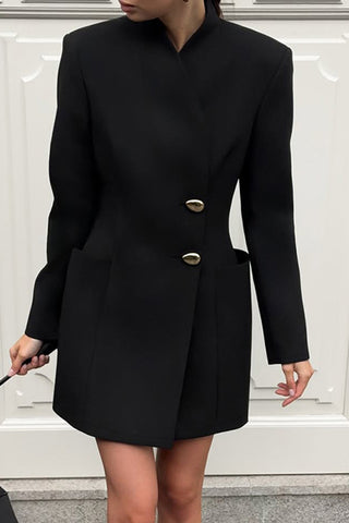 Elegant Button-Front Blazer Dress