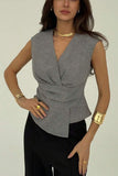 Draped V-Neck Tank Top