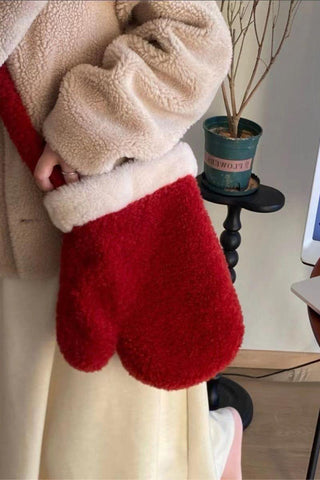 Plush Glove-Shaped Crossbody Bag