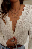 Scalloped Lace V-Neck Blouse