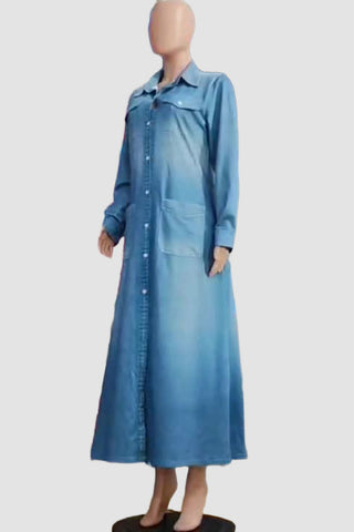 Long Buttoned Denim Dress