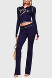 Graphic Zip-Up Hoodie and Flare Pants Set