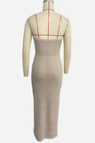 Strapless Knit Maxi Dress with Side Slit