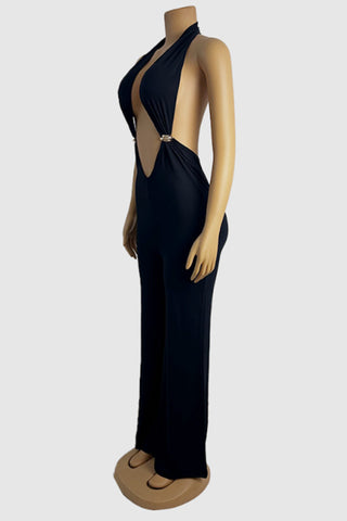 Plunge Neck Wide-Leg Jumpsuit