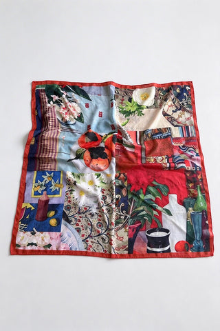 Vintage Collage Print Square Scarf
