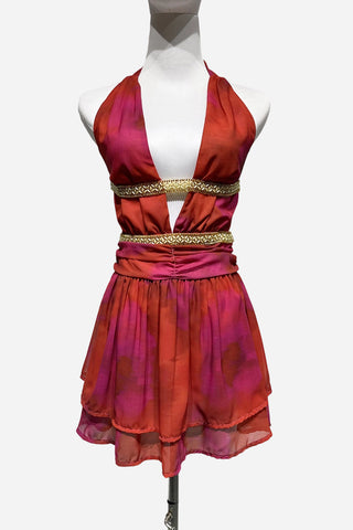 Halter Neck Flared Mini Dress