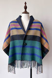 Plaid Fringed Wrap Poncho Scarf