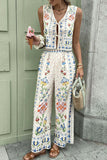 Floral Pattern Tie-Front Pants Set