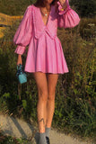V-Neck Ruffled Casual Dress
