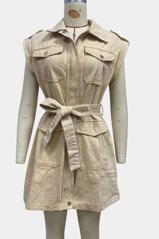 Zip-Front Denim Dress