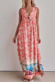 Santorini Print Casual Maxi Dress