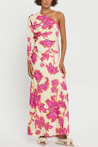One-Shoulder Floral Maxi Dress